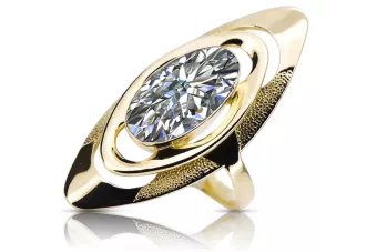 14 كارت من الذهب الأصفر زركونيا خاتم فينتاج vrc189y